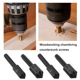 VGOL 4Pcs 7 Flute 10MM 13MM 1/4-Inch Hex Shank Drill Bits Chamfer Tool Woodworking Countersink Carbon Steel