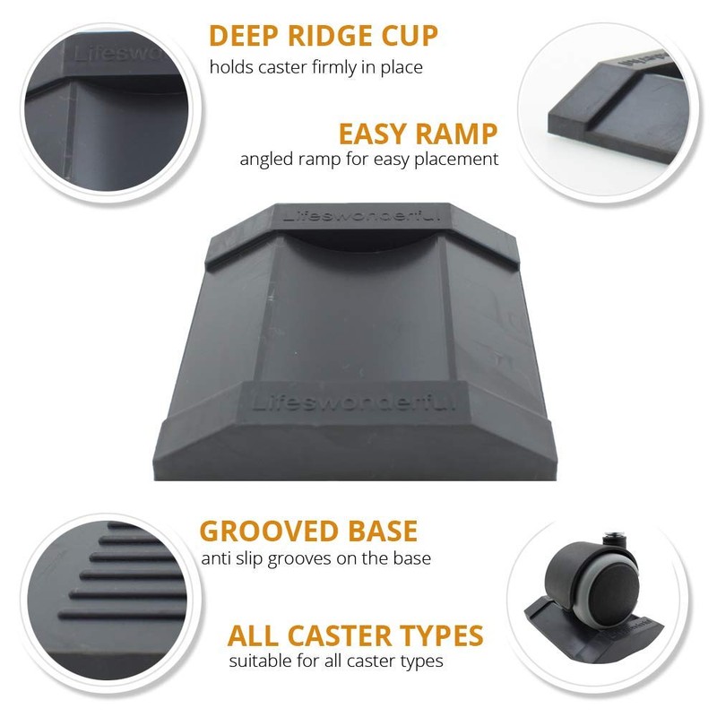 Lifeswonderful - 4X Dark Grey Rubber Castor Cups - Non