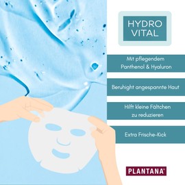 Plantana® Hydro Vital Tuchmaske Gesicht 5 Stk. | Feuchtigkeitsboost mit Arganöl, Hyaluron & Panthenol | reduziert Falten | für alle Hauttypen | Vegan | Glow-Effekt