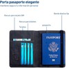 Bluelander Porta Pasaporte, con Protección RFID, Porta Pasaporte y Visa,