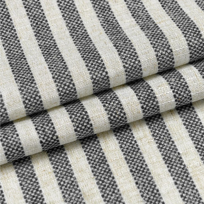 TOPICK Striped Panel Curtains, Linen Curtains with Stripes, Kitchen Curtain,
