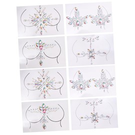 Healvian 8sets Body Chest Stickers Acrylic Rhinestone Gems Decals for Party Decoration Stylish Designs to Your Look for Festivals and Celebrations