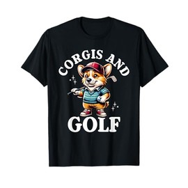 Funny Corgi And Golf Lover Design For Men Women - Unisex-Adults - Black - Small - Classic Fit - Polyester 100% - Humorous Theme T-Shirt