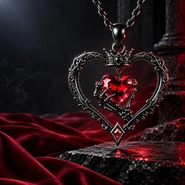 REDSUN - Collar de mano con esqueleto y corazón negro