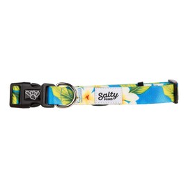 Shaka's Salty Paws Boy & Girl Dog Collar Small Medium Large (Blue Floral Hawaiian Print Dog Collar, Medium Dog Collar Adj. 14-20" for Dogs 25-50 lbs)