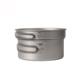 Keith Titanium Pot and Pan Set Camping Pot Sets Outdoor Camping Bowls Cookware Tableware (Ti6017)