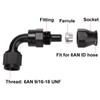 Podavelle 6AN PTFE Hose End Fitting 90 Degree Elbow Swivel