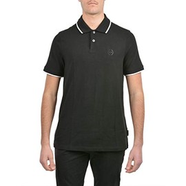 A|X ARMANI EXCHANGE mens Oxford Ax Logo Polo Shirt, Black, Medium US