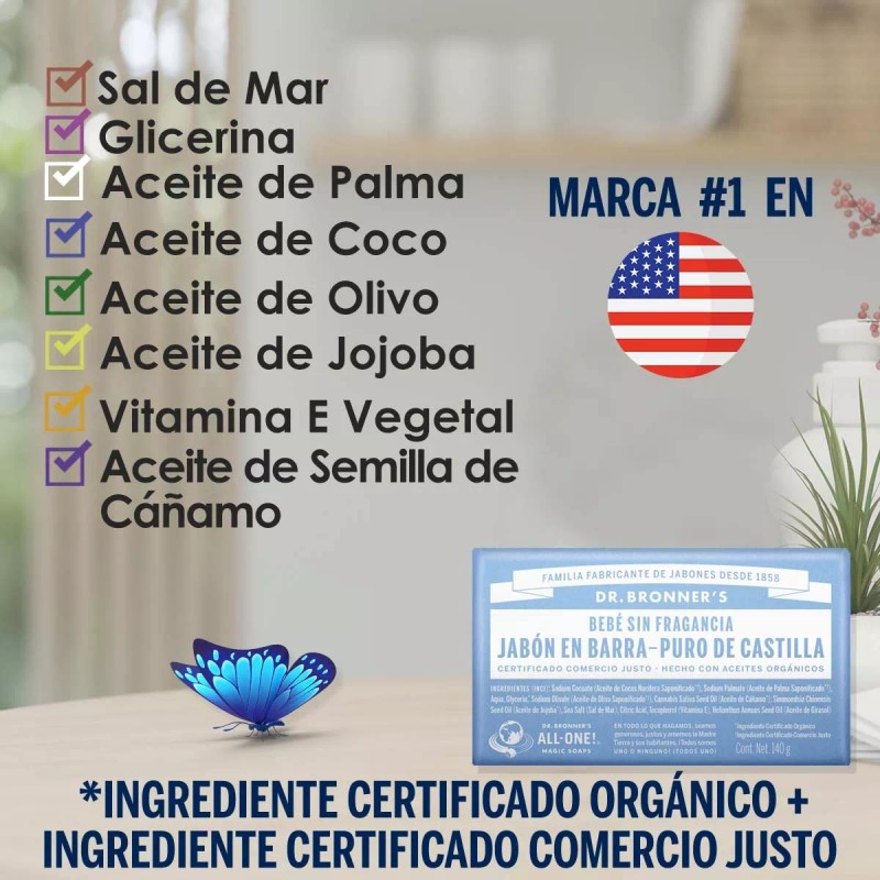 Dr. Bronners Jabon De Castilla En Barra Dr Bronner's Baby