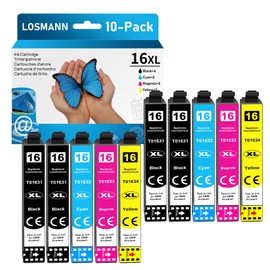 LOSMANN 16XL Printer Cartridges Compatible with Epson 16 XL for Workforce WF-2760 WF-2630 WF-2510 WF-2660 WF-2750 WF-2650 WF-2540 WF-2530 WF-2520 WF-2010 (Black, Cyan, Magenta, Yellow, 10-Pack)