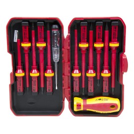 Tolsen 13pcs VDE Insulated Screwdriver Set Interchangeable in Case Magnetic Tip 1000V