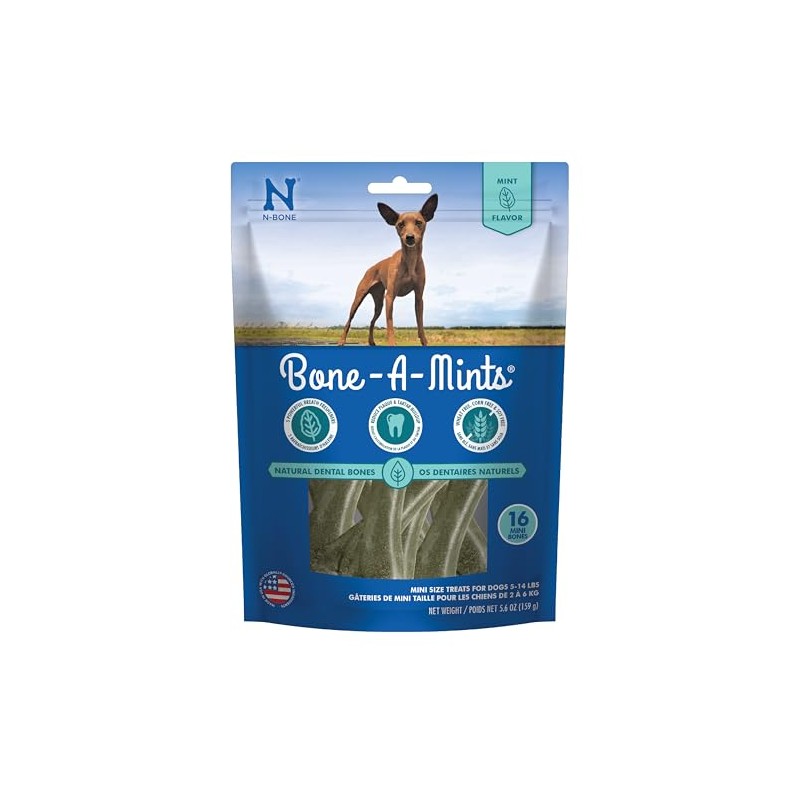 Bone-A-Mints All Natural, Wheat-Free Breath Freshening Bone, 5.60-Ounce, Mini, 16-Pack