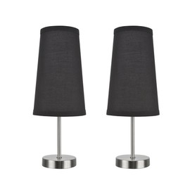 Aspen Creative 40084-3, 2-Pack Set-1 Light Candlestick Table Lamp, Contemporary Design in Satin Nickel, 14 1/4" High, Black