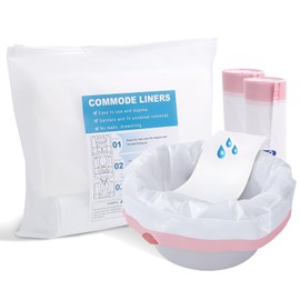VEGCOO 40 Pack Commode Liners, Bedside Commode Liners with Absorbent Pad 40 Pack, Bedside Commod Bags Commode Toilet for All Standard Toilet Chair Bucket