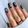 Snowflake Press on Nails Christmas Fake Nails Black Winter Glue