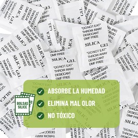 Control Garden Moisture Bags 200 Pack 1g Silicon Gel Removes Moisture and Bad Odors Bags for Desiccant Non-Toxic Natural Dehumidifier