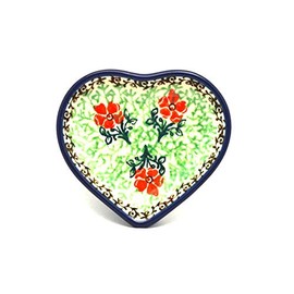 Polish Pottery Tea Bag Holder - Heart - Maraschino