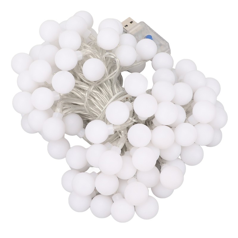 LED Ball String Lights USB Interface 8 Light Modes Warm