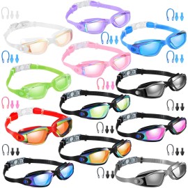 Flutesan 12 Pcs Swimming Goggles Adult Swim Goggles for Men Women Youth No Leaking UV ...