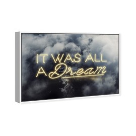 The Oliver Gal Artist Co. Typography Framed Wall Art Canvas Prints 'IT was All A Dream Inspirational Quotes and Sayings Home Décor, 15 in x 10 in, Yellow, Gray
