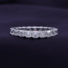 SAVEARTH DIAMONDS Eternity Wedding Band Ring For Women, 3.40 CT 3MM Asscher Cut Lab Created Moissanite Diamond Full Eternity Stackable Engagement Ring In 18K Gold Plated 925 Sterling Silver-7