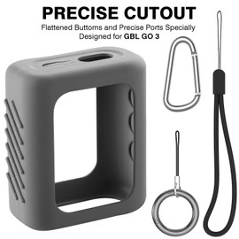 BEAUDOM Silicone Case Compatible with JBL GO 3 Portable Bluetooth Speaker Scratch-Resistant Carrying Case with Carabiner and Lanyard (Grey)