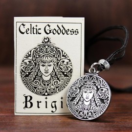 Celtic Goddess Brigid Pendant Necklace - Pewter Wiccan Pagan Jewelry