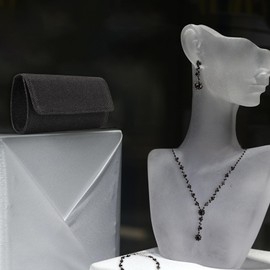 hhdatc 4 Pcs Rhinestone Jewelry Sets for Women Wedding Jewelry Set, Homecoming Accessories Earrings Necklace Bracelet Evening Bag Handbag Clutch Purses for Evening Party, Black