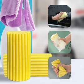 Sponge Duster, Reusable Duster with Ridged Surface Design, Household Dust Cleaning Sponge, 6 Pack (Grey and Yellow)