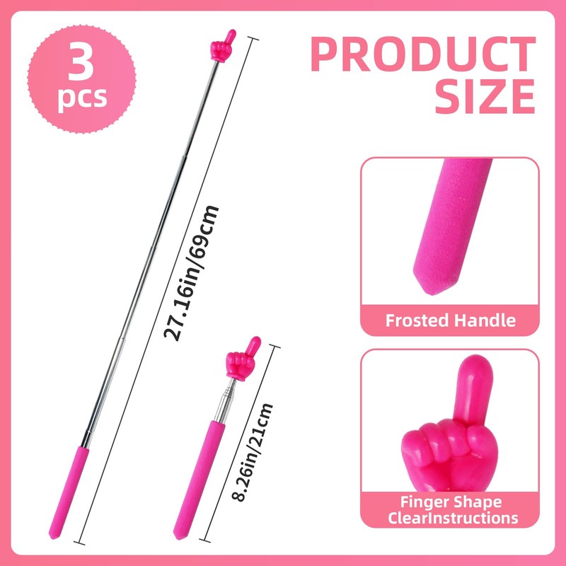 3 Pcs Extendable Hand Pointer Finger Pointer Stick,Mini Retractable Pointer