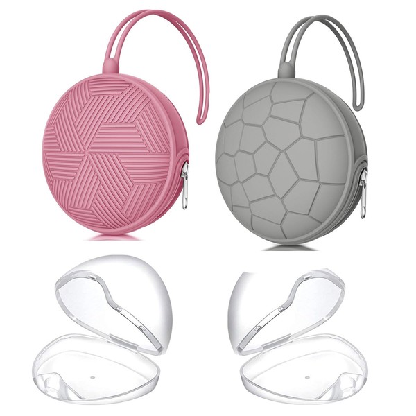 Smlpuame 4 Pack Pacifier Holder Case Set,2 Silicone Portable Pacifier