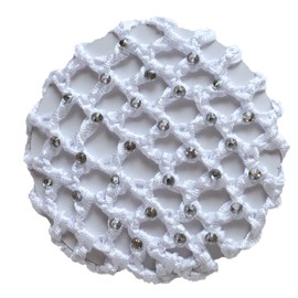 Ponytail Holder with 30 Rhinestones For Womens 3, 4, 5, 6 PCs Same Color Set (6 PCs Set, White)