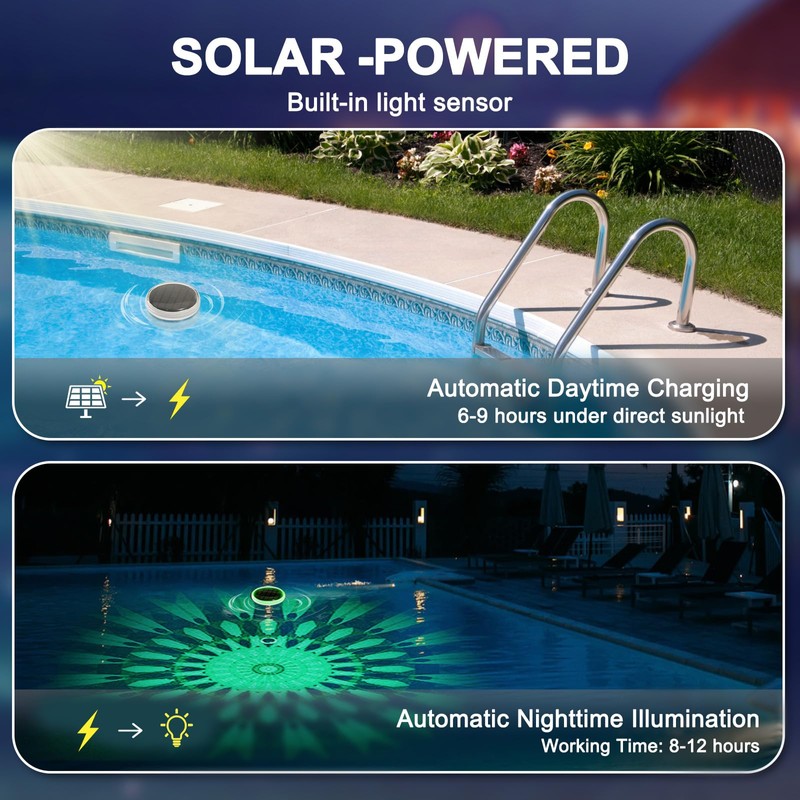 MATEPROX Solar Pool Lighting Floating IP68 Waterproof LED Pond Light