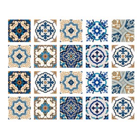 Poromoro Spanish Portuguese Azulejo Style Backsplash Peel and Stick Tile Stickers Set of 20 pcs(5.9_ZE)