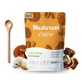 Neumina 6-in-1 Mushroom Coffee | Eenery Coffee with 6 Functional Mushrooms (Lion's Mane, Reishi, Chaga，Cordyceps，Reishi，Shiitake), 30 Servings,1200mg Mushroom