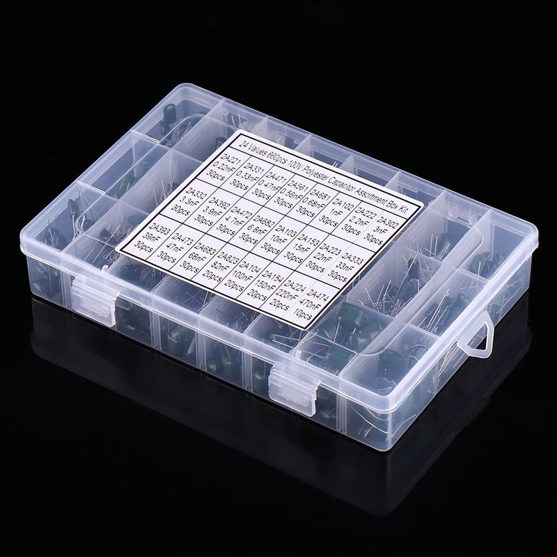 660pcs 24Value Polyester Film Paper Capacitors Set, Great Assortment for