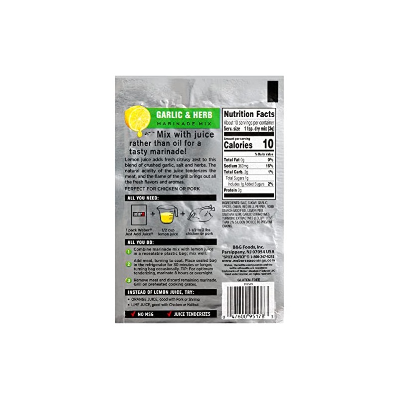 Weber Just Add Water Garlic And Herb Marinade, 1.12 Ounce