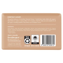 Freshwater Farm Australia Soothing Castile Natural Body Bar/Soap Bar for Women/Men- Manuka Honey + Vanilla Bean. Bar Soap/Body Soap With Organic Shea Butter For Dry, Sensitive Skin - 7 oz x 8 pack