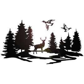 Vinyl Wall Decal Silhouette Ducks Deer Forest Hunting Hobby Stickers Mural Large Decor (g8643) Black