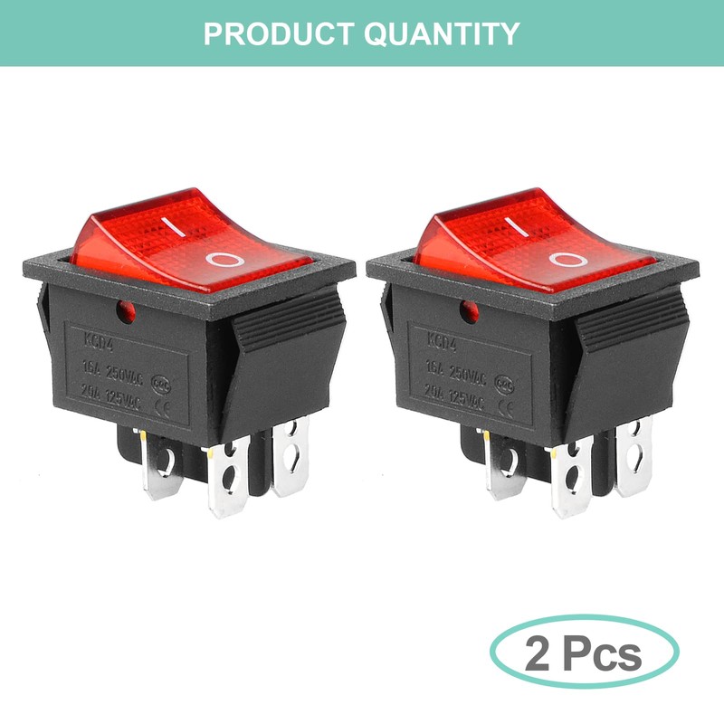 QTEATAK KCD4 2Pcs DC 12V-24V 30A DPST 4-Pin 2 Position