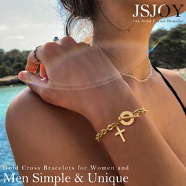 JSJOY Bible Verse Bracelets Baptism Gifts for GL Prayer Barcelet Daily Bible Verse Christian Gifts for Women Faith Cross Bracelet Gold