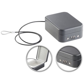 Xcase Car Safe: Mini Steel Safe for Travel & Car, Combination Lock, Security Cable, 0.7 L (Safe for Car, Safe Box, Key Safe)