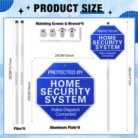 Teenyyou Protected by Home Security System Signs for Yard with Stake and Stickers 10" x 28" Aluminum Heavy Duty Police Dispatch Connected Warning Sign UV Protected for Garden Yard Outdoor