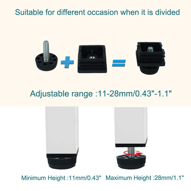 uxcell Leveling Feet 38 x 38mm Square Inserts Kit Furniture