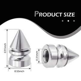 4PCS Car Tire Valve Caps, Spike Aluminum Alloy Valve Stem Caps, Dustproof and Rustproof Tire Covers, Tire Trim Accessories, Universal for Cars, Trucks, SUVs, Motorcycles, Bicycles (Silver)