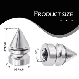 4PCS Car Tire Valve Caps, Spike Aluminum Alloy Valve Stem Caps, Dustproof and Rustproof Tire Covers, Tire Trim Accessories, Universal for Cars, Trucks, SUVs, Motorcycles, Bicycles (Silver)