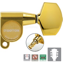 GOTOH NEW Gotoh SG360-01 MG L3+R3 Locking Tuning Keys LARGE Buttons 3x3 - GOLD