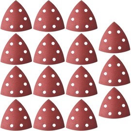 TA-VIGOR 15Pcs 320 Grit Detail Sander Sandpaper, 6 Holes Sanding Pads Triangular Hook and Loop Sandpaper Sheet for Orbit Orbital Sander and Oscillating Tools