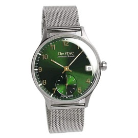 The Stack Men's Women's Unisex Wristwatch, 1.4 inches (36 mm), Classic Green, Mesh Strap, Made in Japan, green, Bracelet Type