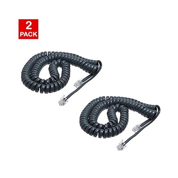 10FT Cisco Phone Cord, Handset Curly Cable, Dark Gray, (2